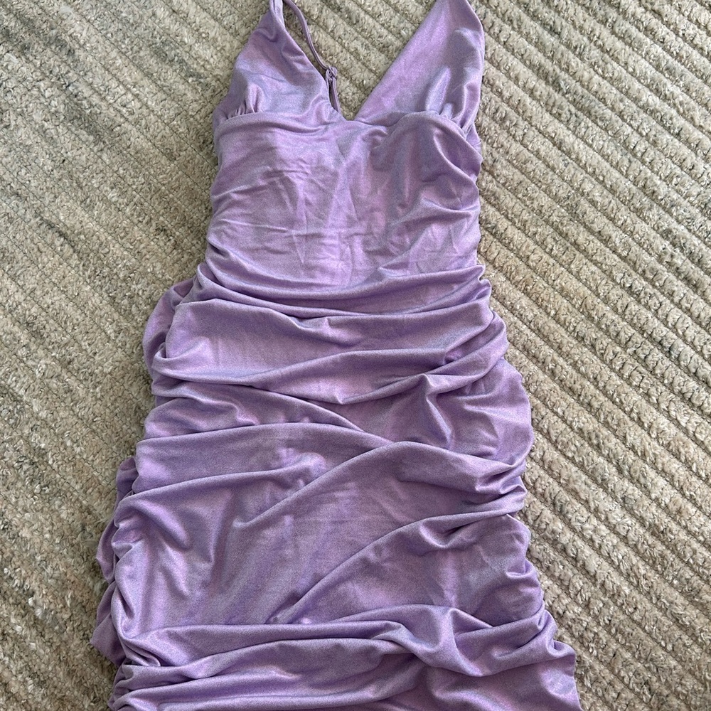 Short tight fitted Lavender Ruffled Dress